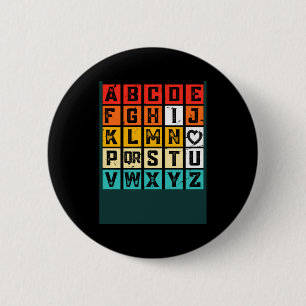 Badge Rond 5 Cm Alphabetique Abcd Je T'aime Saint Valentin Cœur Ro