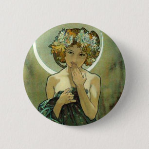 Badge Rond 5 Cm Alphonse Mucha Clair De Lune Button