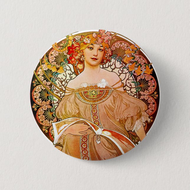 Badge Rond 5 Cm Alphonse Mucha Dreaming (Devant)