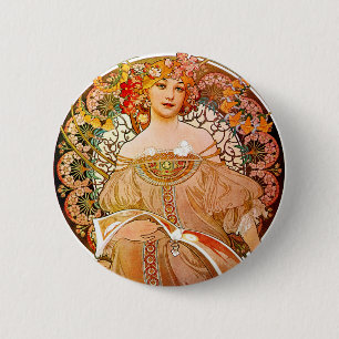 Badge Rond 5 Cm Alphonse Mucha Dreaming