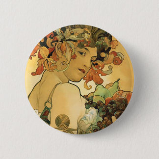 Badge Rond 5 Cm Alphonse Mucha ~ Fruit. 1897