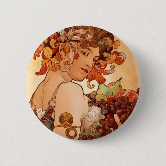 Badge Rond 5 Cm Alphonse Mucha - les fruits (Devant)
