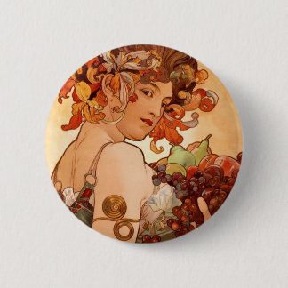 Badge Rond 5 Cm Alphonse Mucha - les fruits