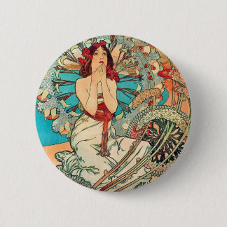 Badge Rond 5 Cm Alphonse Mucha Monaco, Monte Carlo, 1897