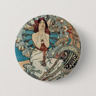 Badge Rond 5 Cm Alphonse Mucha ~ Monaco Monte Carlo Art Nouveau