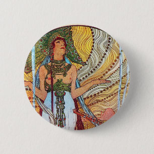 Badge Rond 5 Cm Alphonse Mucha Peacock