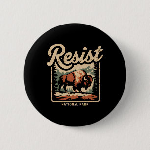 Badge Rond 5 Cm Alt Us National Park Résiste Service Bison Vintage