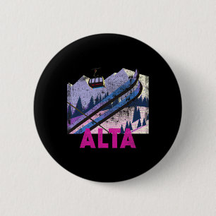 Badge Rond 5 Cm Alta Ski - Vacances de ski à Alta de style vintage