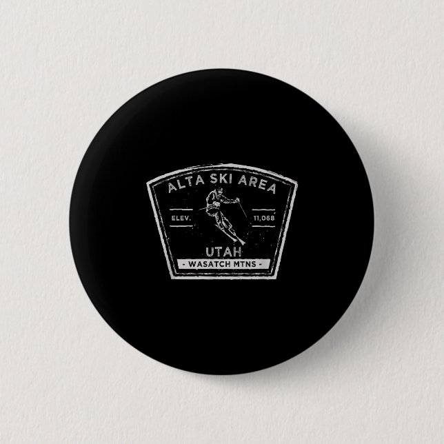 Badge Rond 5 Cm Alta Utah Ski De Neige (Devant)
