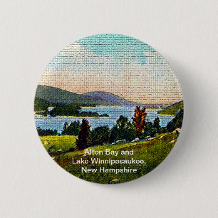 Badge Rond 5 Cm Alton Bay et Lake Winnipesaukee, New Hampshire
