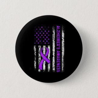 Badge Rond 5 Cm Alzheimer's awareness fight american usa flag