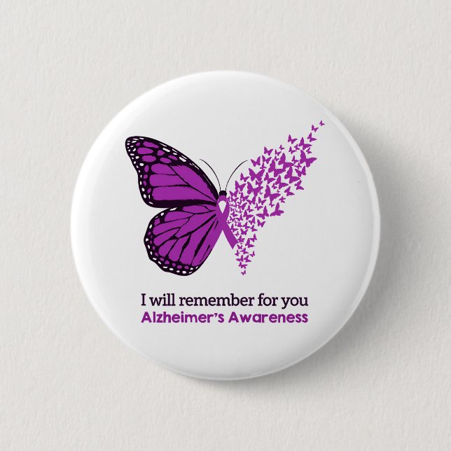Badge Rond 5 Cm Alzheimer's Disease Awareness Purple Ribbon (Devant)