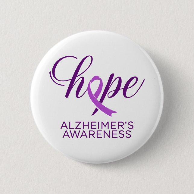 Badge Rond 5 Cm Alzheimer's Disease Awareness Purple Ribbon (Devant)