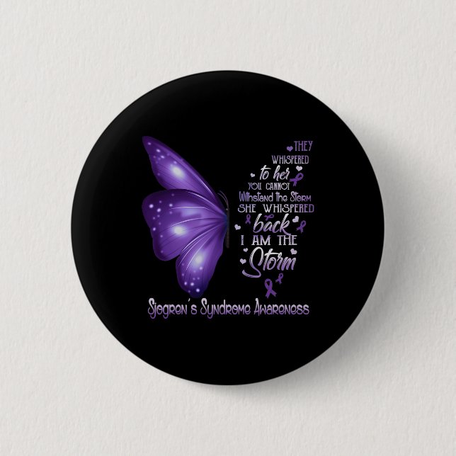 Badge Rond 5 Cm Am The Storm Sjogren's Syndrome Awareness Butterfl (Devant)