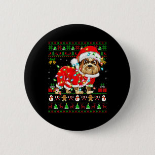 Badge Rond 5 Cm Amant Bulldog Amant Xmas Père Noël Putain Chien à 