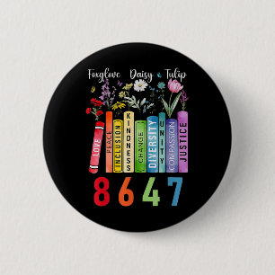 Badge Rond 5 Cm Amant de Livre Tulipe Marguerite Digitale Fleur Fl