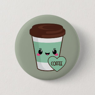 Badge Rond 5 Cm Amant d'Emoji de café