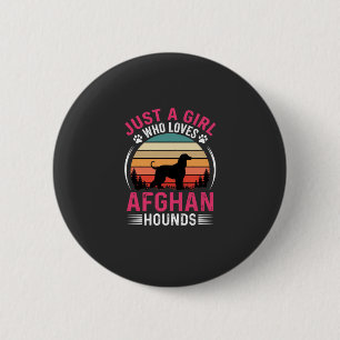 Badge Rond 5 Cm Amants de Lévriers Afghans Coucher de Soleil Rétro