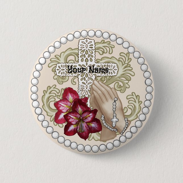 Badge Rond 5 Cm Amaryllis Rosary (Devant)