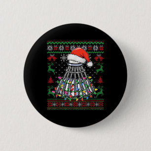 Badge Rond 5 Cm Amateur de badminton Noël Navette Chapeau de Père