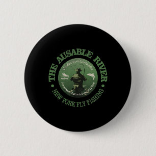 Badge Rond 5 Cm Amateur de camping pêche à la mouche rivière Ausab