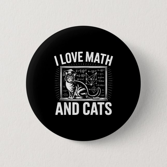 Badge Rond 5 Cm Amateur de chat de maths Prof de maths drôle J'aim (Devant)