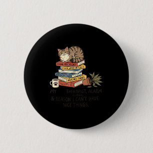 Badge Rond 5 Cm Amateur de chat drôle Mon réveil Therast & Rai