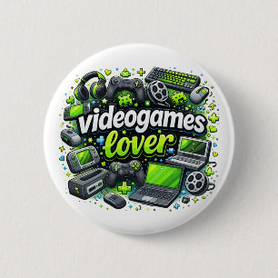 Badge Rond 5 Cm Amateur de jeux vidéo
