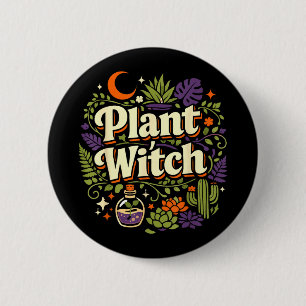 Badge Rond 5 Cm Amateur de plantes jardinage halloween plante sorc
