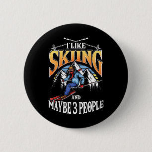 Badge Rond 5 Cm Amateur de ski homme J'aime skier et peut-être 3 p