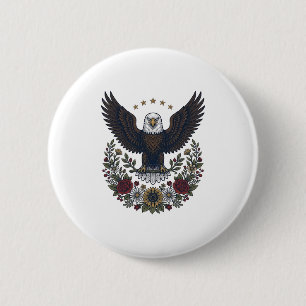 Badge Rond 5 Cm Amateur de vin rouge et bleu patriotique