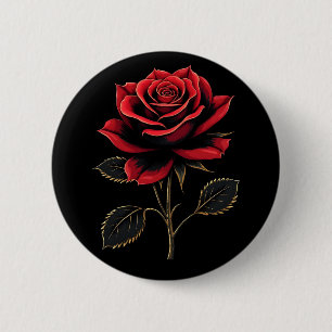 Badge Rond 5 Cm Amateurs de fleurs de rose rouge simple Jardinage