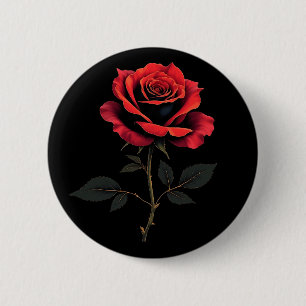 Badge Rond 5 Cm Amateurs de fleurs de rose rouge simple Jardinage