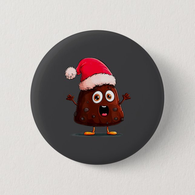 Badge Rond 5 Cm Amazing Pudding Look With Christmas Hat  (Devant)