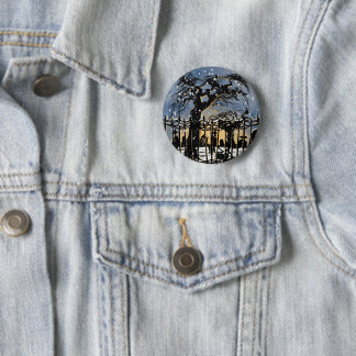 Badge Rond 5 Cm Ambiance de cimetière enneigé