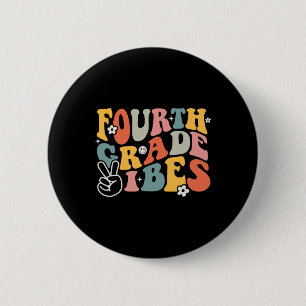 Badge Rond 5 Cm Ambiance de niveau - Équipe de 4e année Rétro 1er
