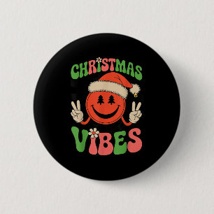 Badge Rond 5 Cm Ambiance de Noël Groovy Émoticône Bonhomme de Neig