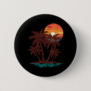 Badge Rond 5 Cm Ambiance Rétro 70s 80s Plage Coucher de Soleil Pal