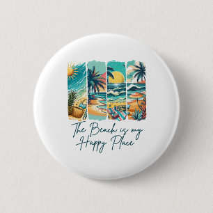 Badge Rond 5 Cm Ambiente d'été Vacances à la plage La plage est mo
