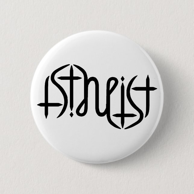 Badge Rond 5 Cm Ambigram athée - original (Devant)