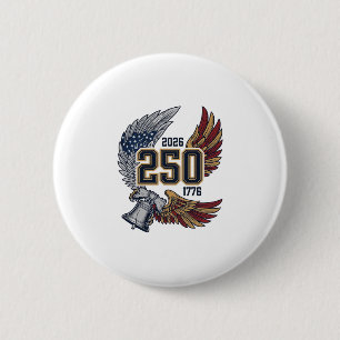 Badge Rond 5 Cm America 250 Ailes d'aigle 2026 Dessin patriotique_