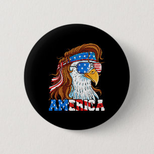 Badge Rond 5 Cm America Eagle 4 juillet Mullet American Flag États