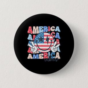 Badge Rond 5 Cm America Vibes Usa Super Retro Smile Face Happy 4t