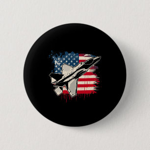 Badge Rond 5 Cm Américain Fighter Jet F-35 4 juillet Hommes Femmes