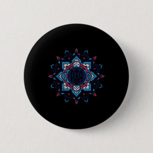 Badge Rond 5 Cm Américain ukrainien vintage Tryzub soutient l'Ukra