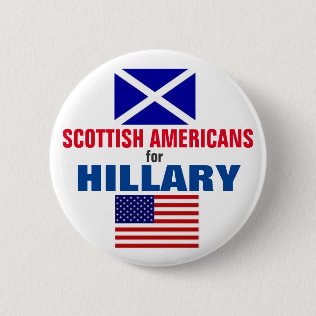 Badge Rond 5 Cm Américains écossais pour Hillary 2016 (Devant)
