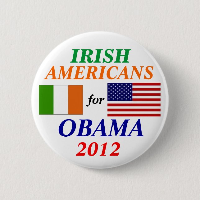 Badge Rond 5 Cm Américains irlandais pour Obama (Devant)