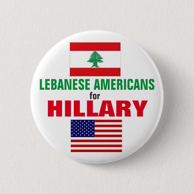 Badge Rond 5 Cm Américains libanais pour Hillary 2016 (Devant)