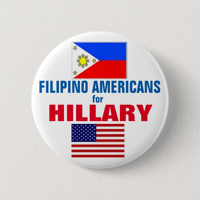 Badge Rond 5 Cm Américains philippins pour Hillary 2016 (Devant)