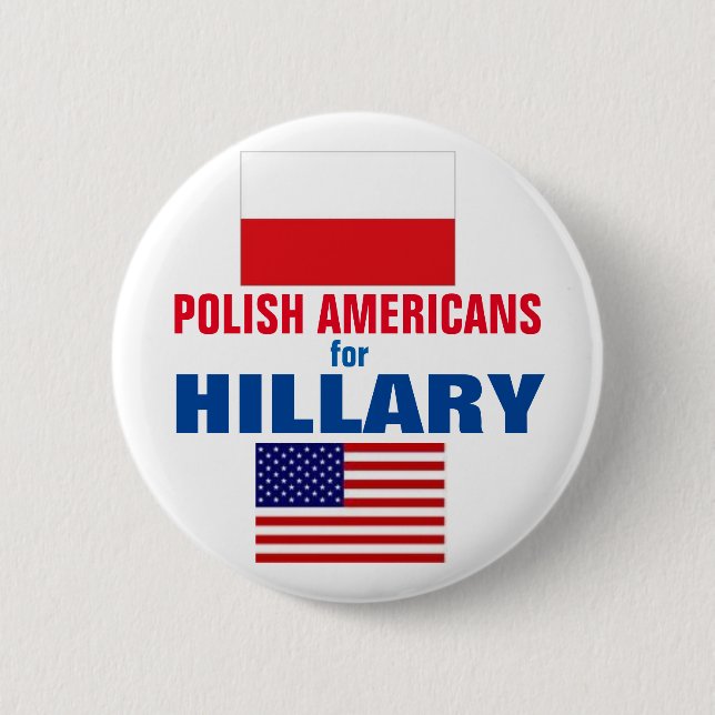 Badge Rond 5 Cm Américains polonais pour Hillary 2016 (Devant)